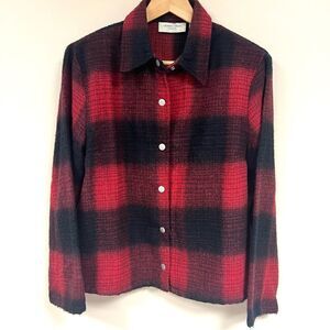 Lemongrass wool blend Buffalo plaid jacket.   Size PL